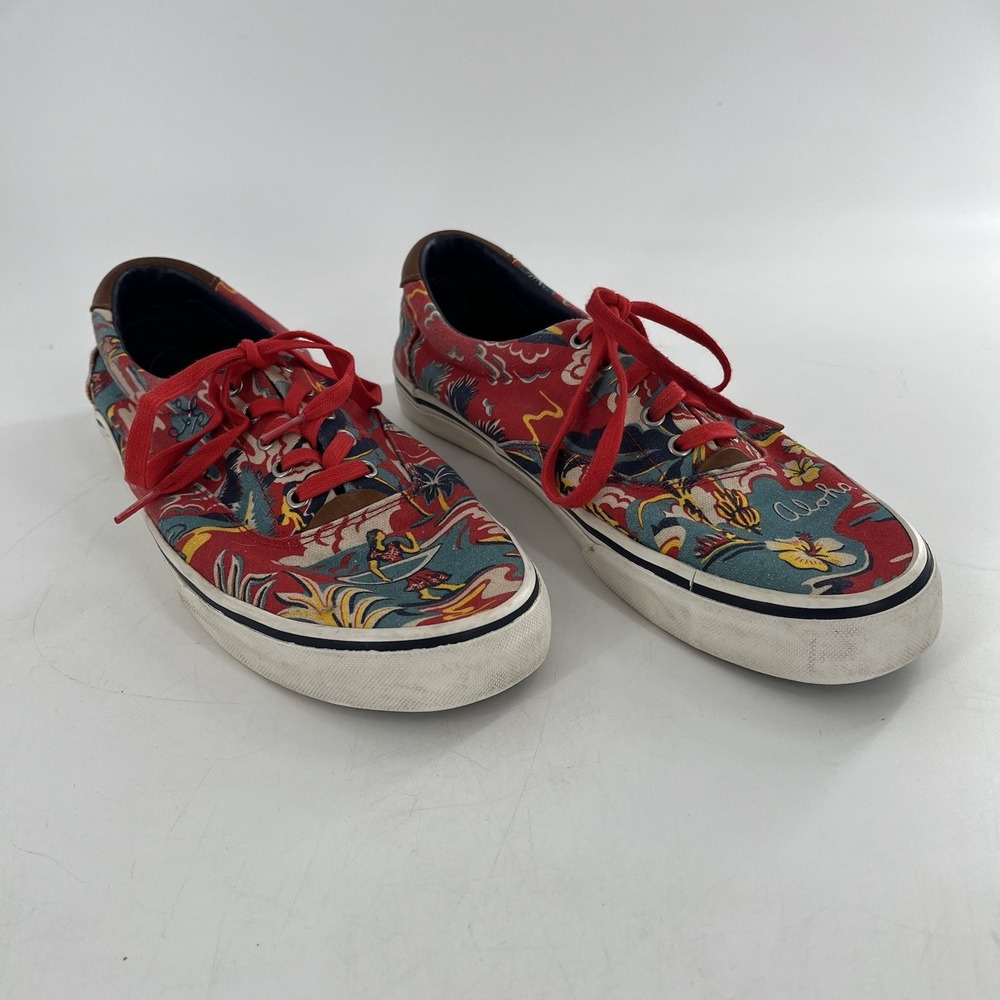 Polo Ralph Lauren Canvas Mens Sneaker Hoffman Thorton Boat Lace Up 10.5 Hawaiian